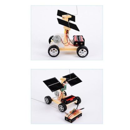 DIY Mini Wooden Car Wireless Remote Control Vehicle Model Kids Toys - Image 3