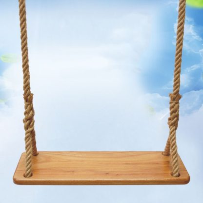 Outdoor Swing Indoor Balcony Children Adult Solid Wood Swing, Style:Hemp Rope(60x18 cm) - Image 2