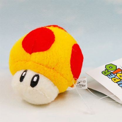 6 CM Super Mario Bros Mushrooms Plush Keychain Anime Figures Toys For Kids Birthday Gifts(Yellow)