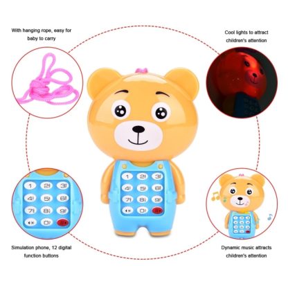 2 PCS Baby Electronic Toy Phone Children Animals Musical Mobile Phone Early Educational Toys for Baby Kids(Bear) - Image 3