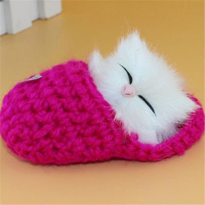 Cat Slippers Kitten Plush Toys Cute Artificial Small Slipper Key Rings(Green) - Image 3