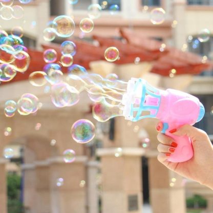 Summer Funny Magic Electric Automatic Bubble Maker Machine with Mini Fan Kids Outdoor Toys, Random Color