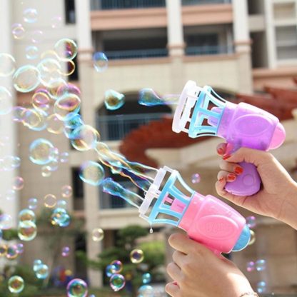 Summer Funny Magic Electric Automatic Bubble Maker Machine with Mini Fan Kids Outdoor Toys, Random Color - Image 2