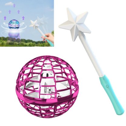 Flynova Pro Magic Flying Ball Gyro Aircraft Can Spin Creative Decompression Toys, Colour: Pink With Magic Wand