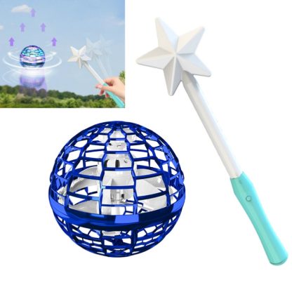 Flynova Pro Magic Flying Ball Gyro Aircraft Can Spin Creative Decompression Toys, Colour: Blue With Magic Wand