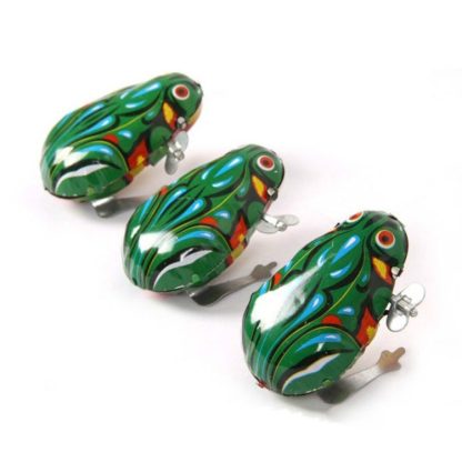 3 PCS Classic Metal Frog Clockwork Toy Children Nostalgic Jumping Frog Toy(Green)