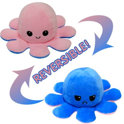 Flipped Octopus Doll Double-Sided Flipping Doll Plush Toy(Light Pink + Dark Blue) - Image 2