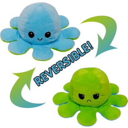 Flipped Octopus Doll Double-Sided Flipping Doll Plush Toy(Light Blue + Green) - Image 2