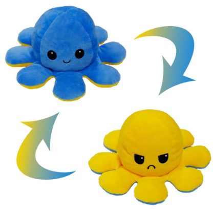 Flipped Octopus Doll Double-Sided Flipping Doll Plush Toy(Yellow+Blue)