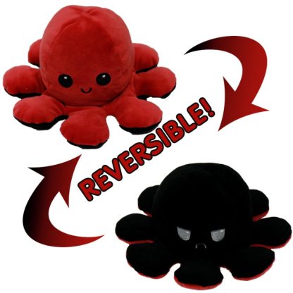 Flipped Octopus Doll Double-Sided Flipping Doll Plush Toy(Claret+Black) - Image 2