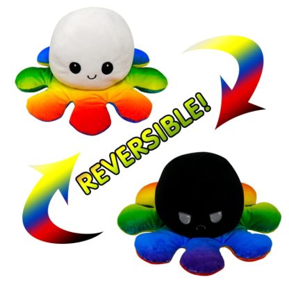 Flipped Octopus Doll Double-Sided Flipping Doll Plush Toy(White Color + Black Color) - Image 2