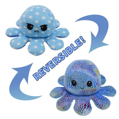 Flipped Octopus Doll Double-Sided Flipping Doll Plush Toy(Sequin Blue + Polka Dot Blue) - Image 2