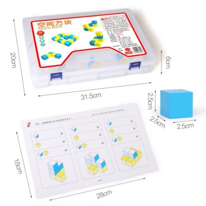 Enlightenment Training Wooden Cube Number Sense Construction Of Spatial Logical Thinking Children Educational Building B - Image 2