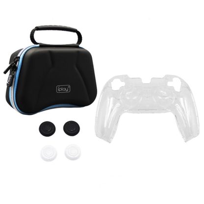 iPega HBP-286 6 in 1 Game Handle Storage Bag Handle Crystal Case + Rocker Cap + EVA Storage Protection Bag Set For PS5