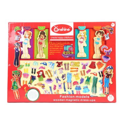 Girl Cute Magnetic Dressing Educational Toy 63 PCS Play House Wooden Toy(Fashion Model) - Image 2