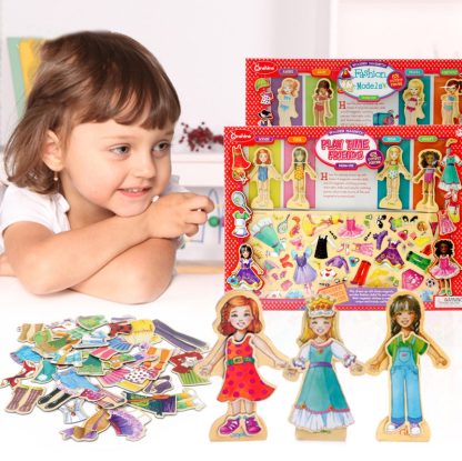 Girl Cute Magnetic Dressing Educational Toy 63 PCS Play House Wooden Toy(Fashion Model) - Image 3