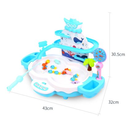 Multifunctional Electric Fishing Toy Children Educational Magnetic Levitation Track Music Light Game Machine(Blue) - Image 3