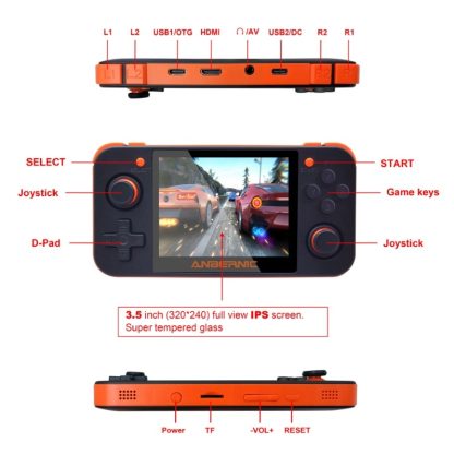 ANBERNIC RG350 3.5 inch Screen Handheld Mini Game Console Double Joystick  Arcade 16G Memory(Orange Black) - Image 3