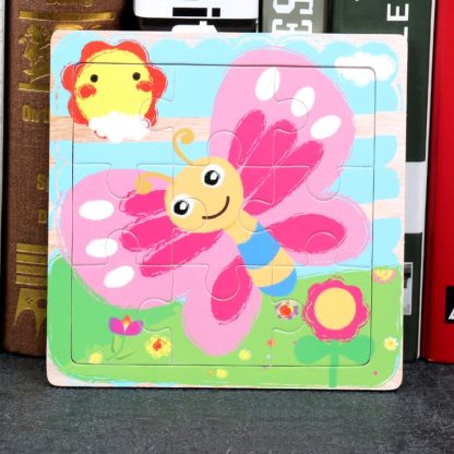 5 PCS KBX-017 Children Wooden Picture Puzzle Baby Early Education Toys(Butterfly)