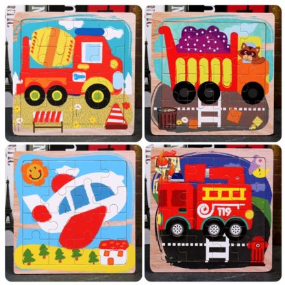 5 PCS KBX-017 Children Wooden Picture Puzzle Baby Early Education Toys(Minecart) - Image 2