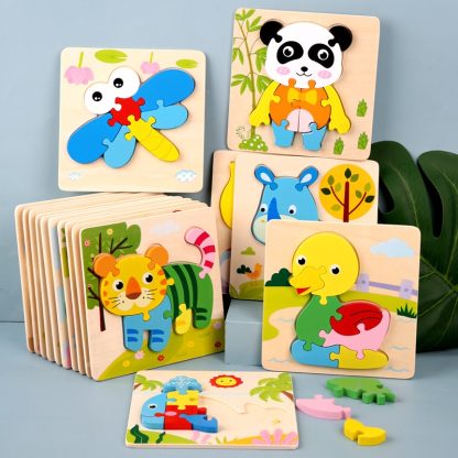 4 PCS / Sets Of Children Early Education Three-Dimensional Wooden Animal Puzzle Toys(Elephant + Hippo + Whale + Ocean Fi - Image 2