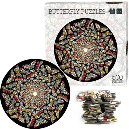 Round Adult Plane Puzzle Jigsaw Toy 500 Pieces, Diameter: 48CM(Butterfly)