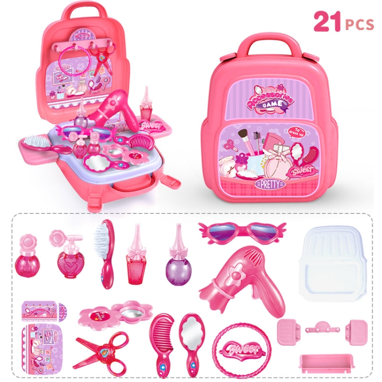 Educational Toys Children Simulation Pretend Play House Toys Kit Backpack(Dressing) - Image 2