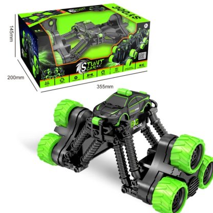 Remote Control Off-Road Tumbling Stunt Car Climbing Telescopic Deformation Toy Remote Control Car(Black Green) - Image 2