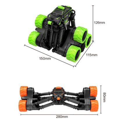 Remote Control Off-Road Tumbling Stunt Car Climbing Telescopic Deformation Toy Remote Control Car(Black Green) - Image 3