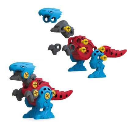 2 PCS Children Toy Set Puzzle DIY Screw Assembly Dinosaur Building Block(Velociraptor)