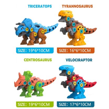 2 PCS Children Toy Set Puzzle DIY Screw Assembly Dinosaur Building Block(Velociraptor) - Image 2