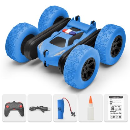 1:24 Electric Spray Remote Control Car Double-Sided Rotating Tumbling Bucket  Stunt Car(Blue) - Image 2