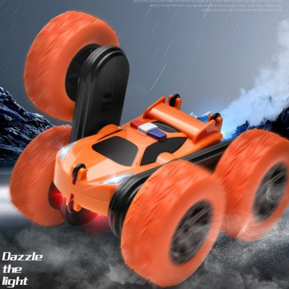 1:24 Electric Spray Remote Control Car Double-Sided Rotating Tumbling Bucket  Stunt Car(Blue) - Image 3