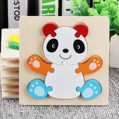 5 PCS Wooden Cartoon Animal Puzzle Early Education Small Jigsaw Puzzle Building Block Toy For Children(Panda)