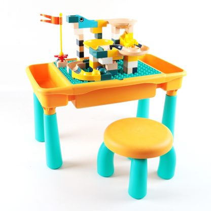 Multifunctional Building Table Learning Toy Puzzle Assembling Toy For Children, Style: Table + Chair + 83 Blocks