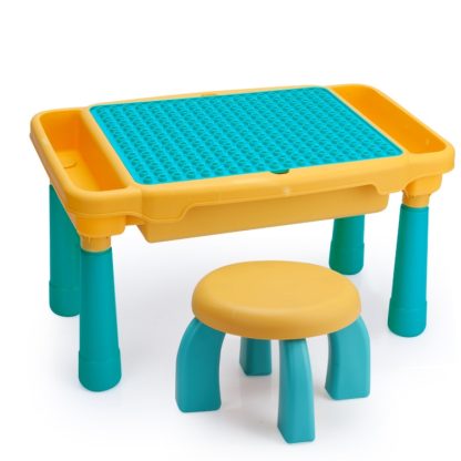 Multifunctional Building Table Learning Toy Puzzle Assembling Toy For Children, Style: Table + Chair + 83 Blocks - Image 2