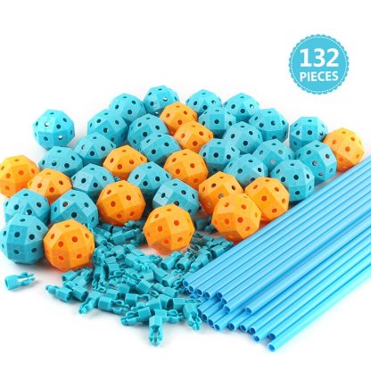 132 in 1 DIY Tent Toy Assembling Play House DIY Children Tent Building Toy(  Square-Blue) - Image 2