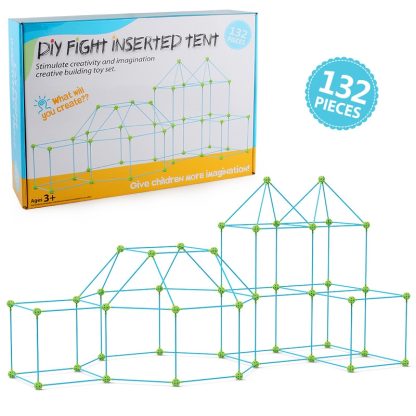 132 in 1 DIY Tent Toy Assembling Play House DIY Children Tent Building Toy(  Square-Blue) - Image 3