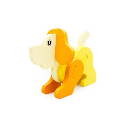 3 PCS Children Animal Three-Dimensional Wooden Puzzle Toys Handmade Model Early Learn Building Blocks Puzzle Toy(Puppies