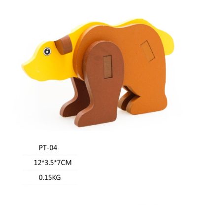 3 PCS Children Animal Three-Dimensional Wooden Puzzle Toys Handmade Model Early Learn Building Blocks Puzzle Toy(Polar B - Image 2