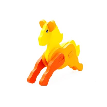 3 PCS Children Animal Three-Dimensional Wooden Puzzle Toys Handmade Model Early Learn Building Blocks Puzzle Toy(Horse)