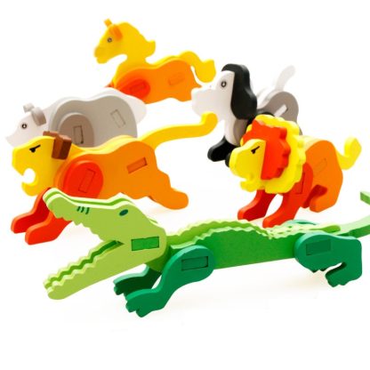 3 PCS Children Animal Three-Dimensional Wooden Puzzle Toys Handmade Model Early Learn Building Blocks Puzzle Toy(Puppies - Image 3