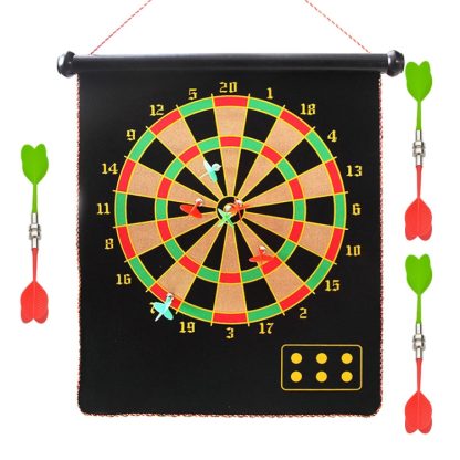 Double-Sided Magnetic Dart Board Set Magnet Target Parent-Child Game Toy, Darts needle: Barrel Package(17 Inch 6 Darts)