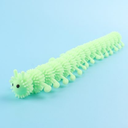 12 PCS Children Soft Rubber 16-Section Caterpillar Stretch Decompression Toy(Green)