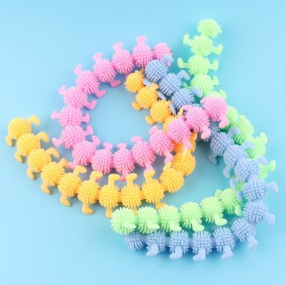 12 PCS Children Soft Rubber 16-Section Caterpillar Stretch Decompression Toy(Pink) - Image 3