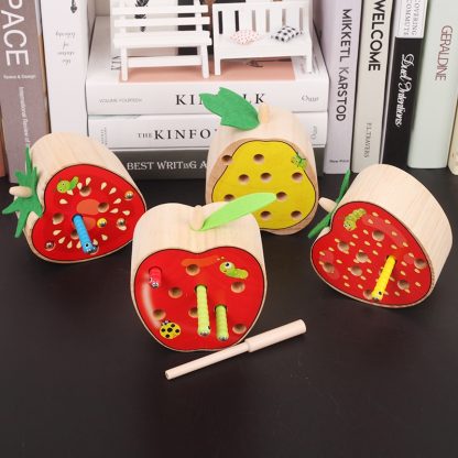 Wooden Fruit Shape Magnetic Insect Catcher Game Coordination Training Toys For Children(Tomato) - Image 2