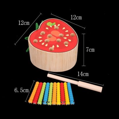 Wooden Fruit Shape Magnetic Insect Catcher Game Coordination Training Toys For Children(Tomato) - Image 3