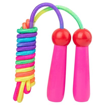 2 PCS 2.4m Wooden Children Colorful Skipping Rope Outdoor Sports Students Exam Adjustable Skipping Rope(Pink)