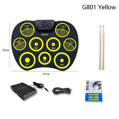 Silicone Folding Portable Hand-Rolled Drum DTX Game Strike Board(G801 Yellow) - Image 2