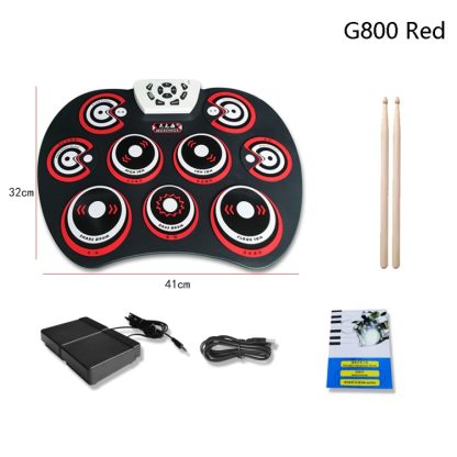 Silicone Folding Portable Hand-Rolled Drum DTX Game Strike Board(G800 Red) - Image 2